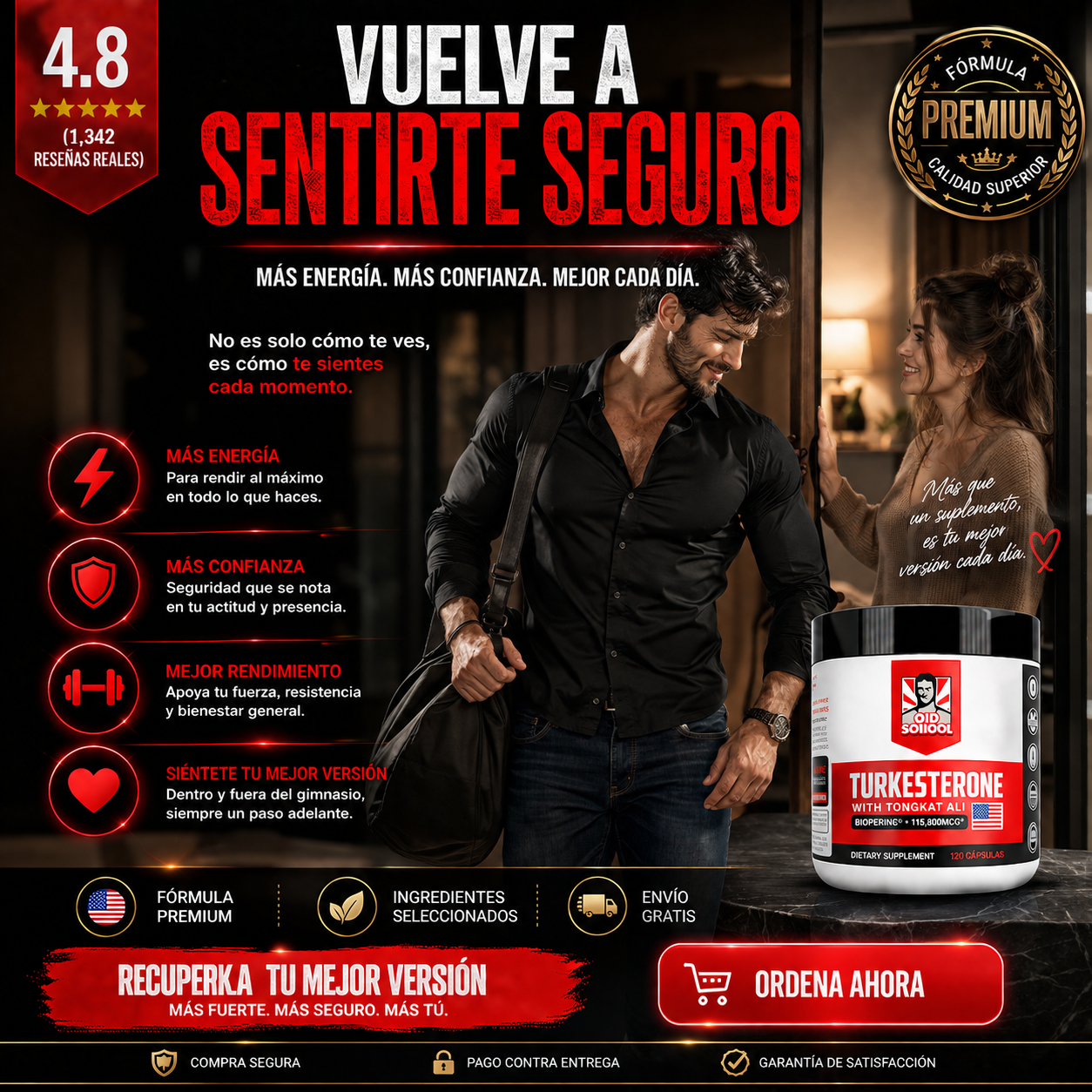 Turkesterona + Tongkat Ali | Rendimiento Masculino + Fitness Premium
