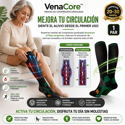 Medias VenaCore™ │ Compresión Inteligente para una Circulación Óptima.