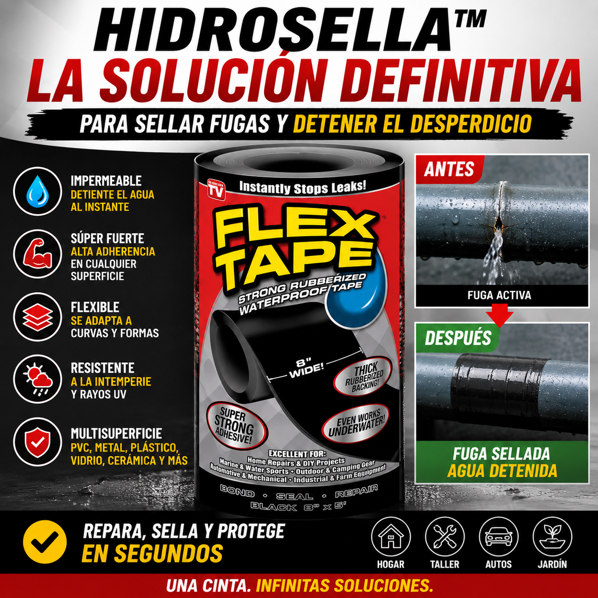 HidroSella™ | Cinta Impermeable de Máxima Adhesión