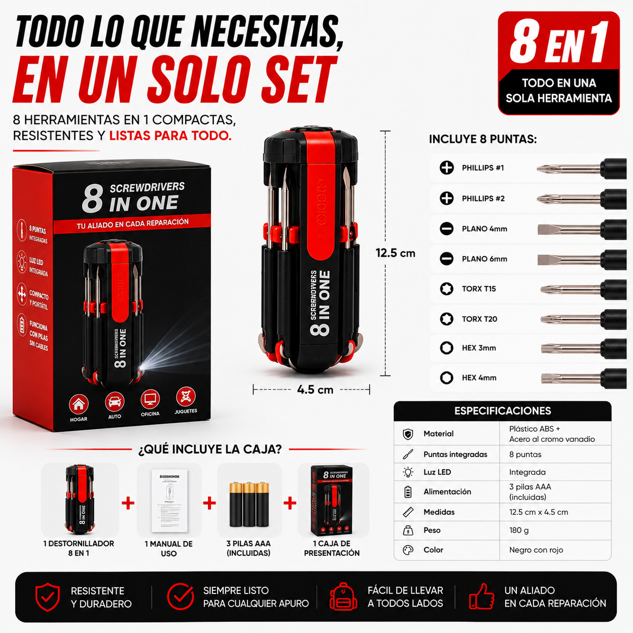 TITANLIGHT™ | Desarmador 8 en 1