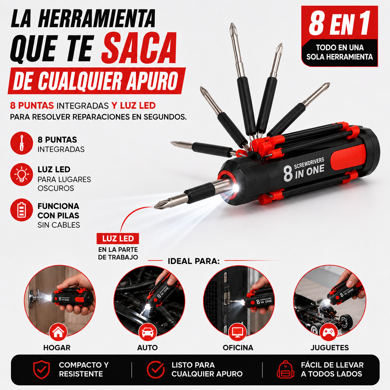 TITANLIGHT™ | Desarmador 8 en 1