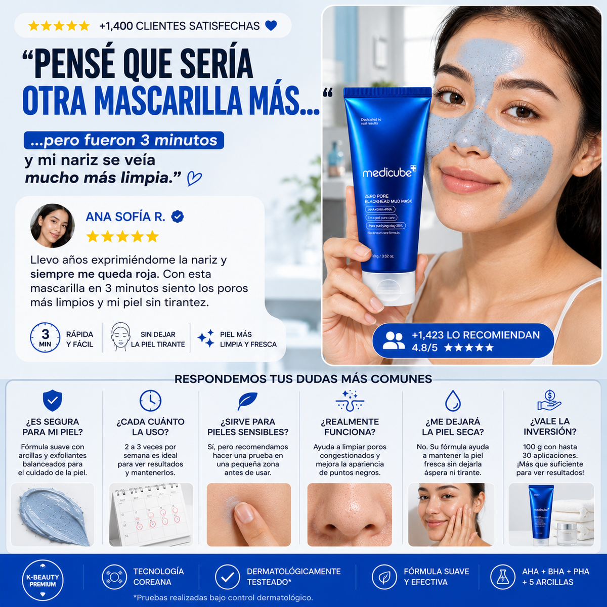 Medicube™ | Mascarilla Purificante Anti-Puntos Negros