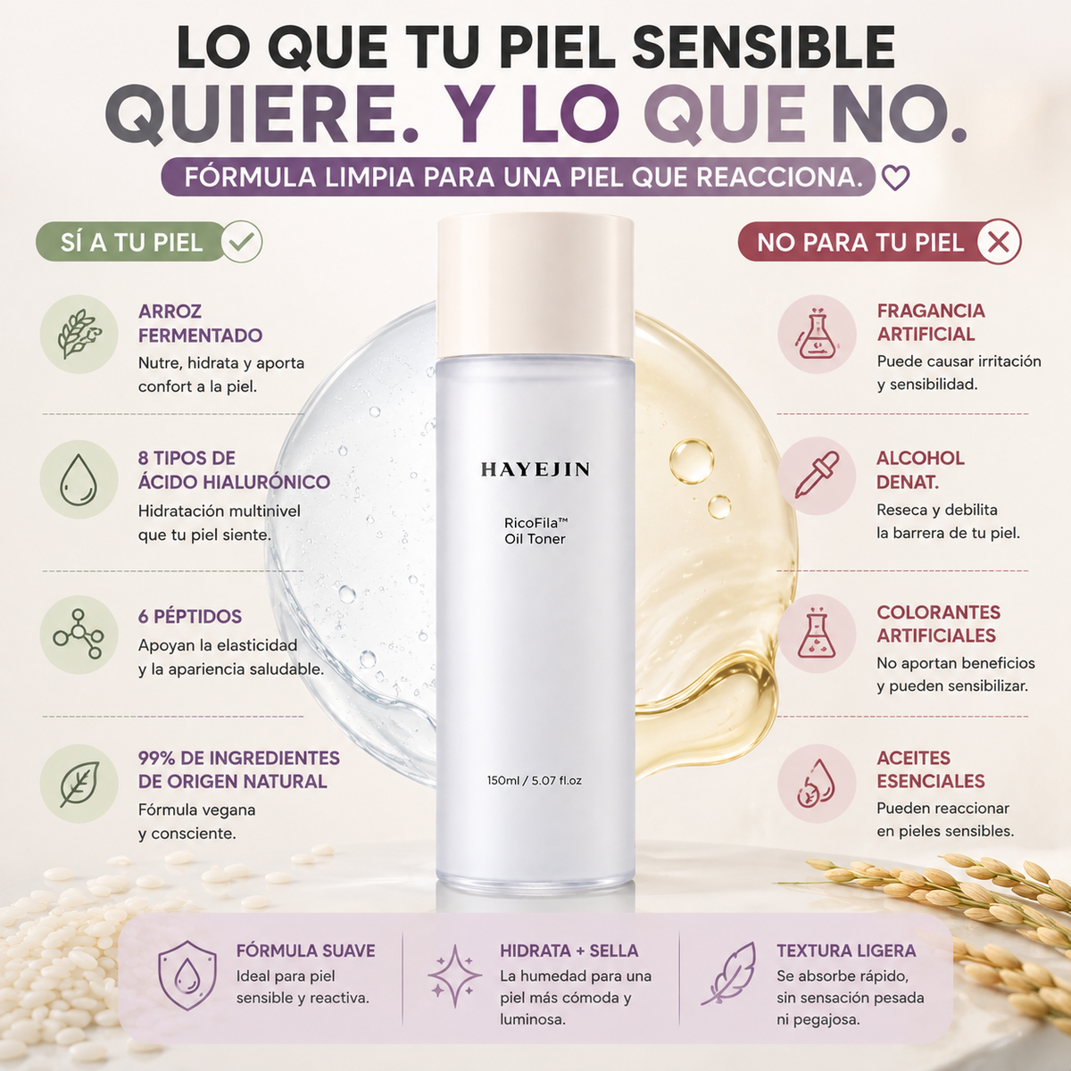 HAYEJIN™ | Tónico Facial para Piel sensible y deshidratada