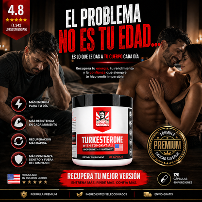 Turkesterona + Tongkat Ali |  Rendimiento Masculino + Fitness Premium