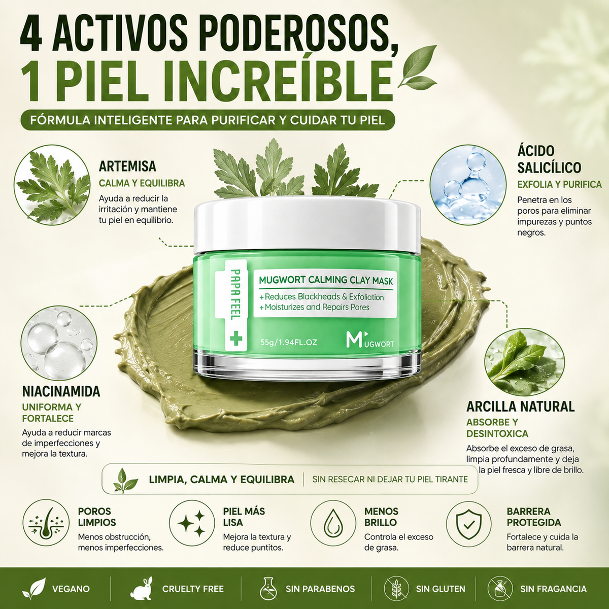 PAPA FEEL™ | Mascarilla Purificante de Poros y Puntos Negros