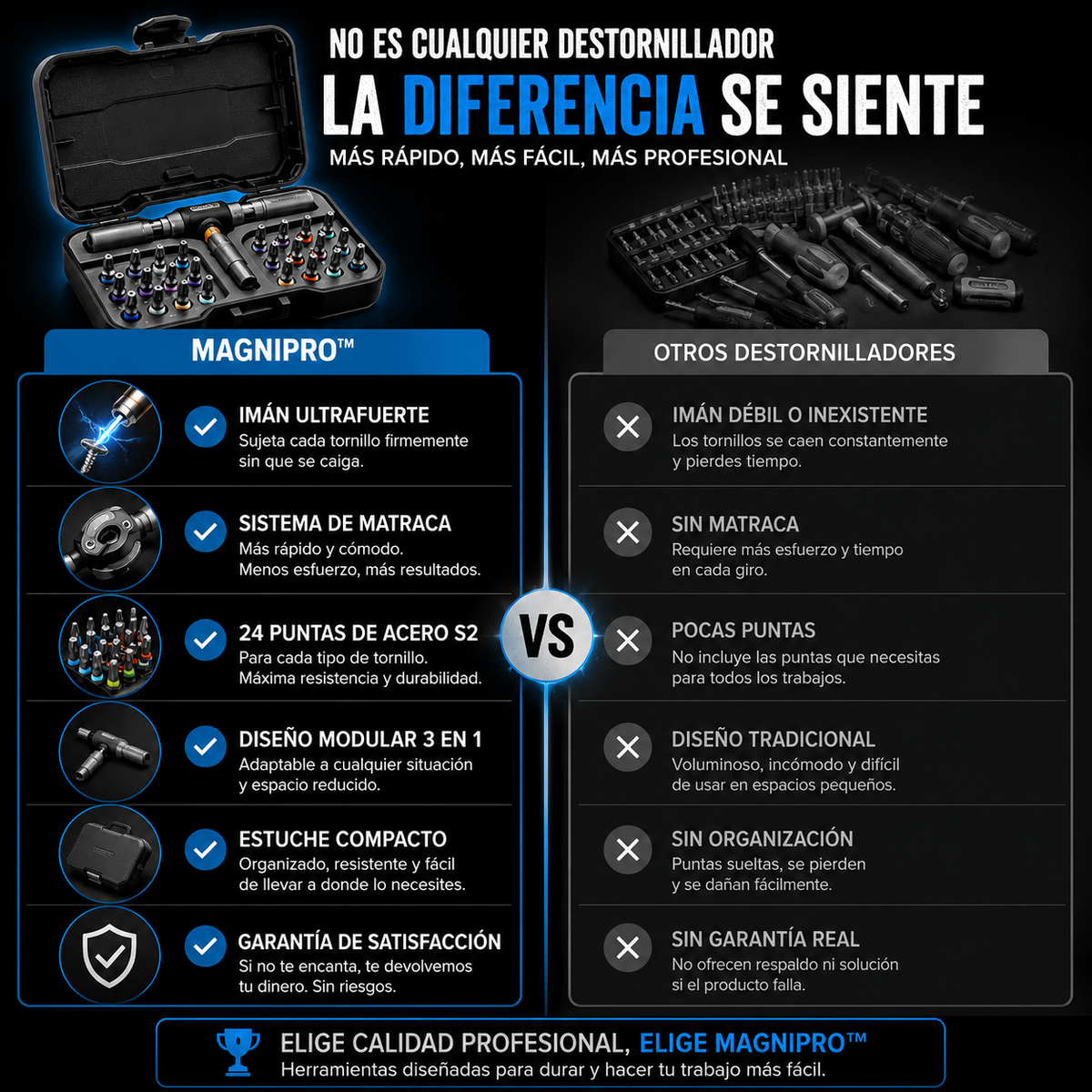 MagniPro™ | Destornillador Magnético 24 en 1