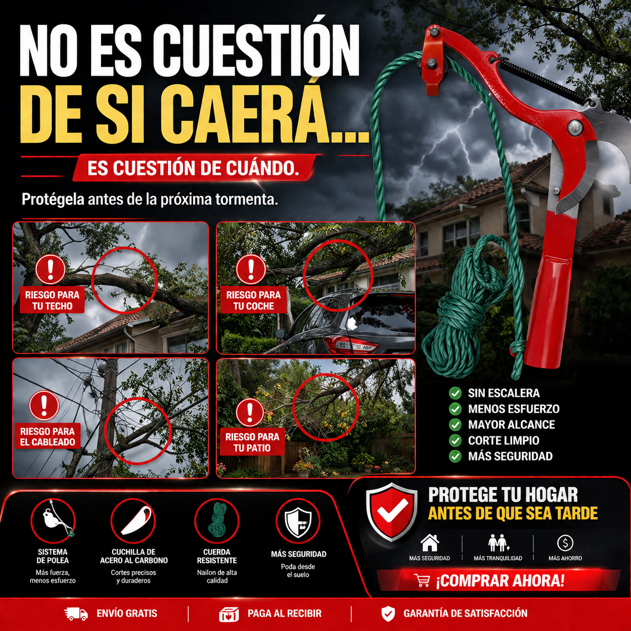 ArborX Pro™ | Tijera Cortadora de Ramas de Alto Alcance