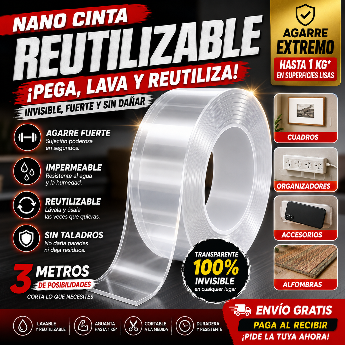 FIXORA™ | Cinta Doble Cara Ultra Fuerte