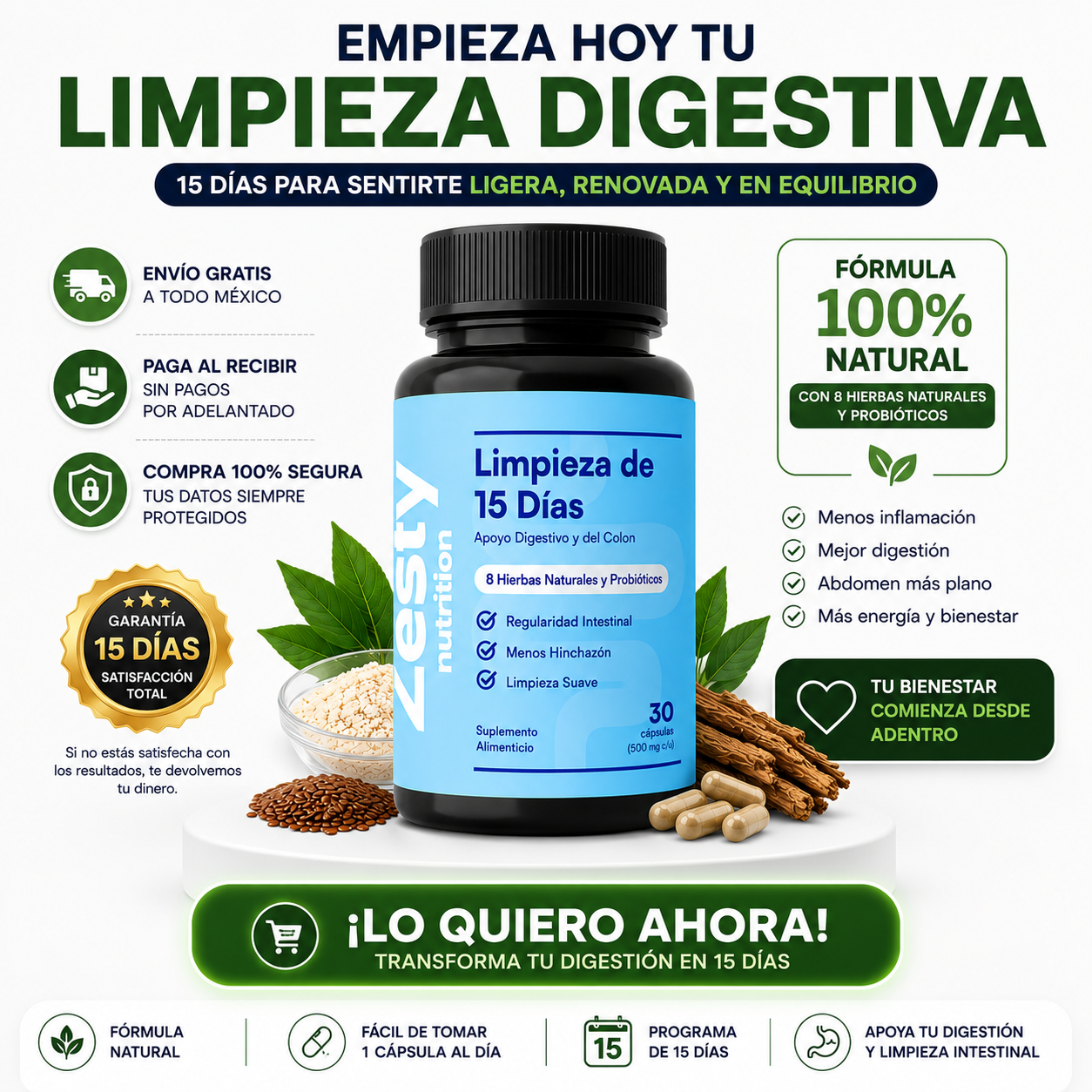 Zesty™ │Suplemento Digestivo Limpieza 15 Días