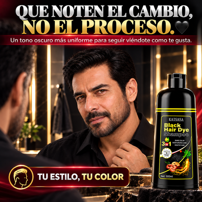 Shampoo Tinte Negro 3 en 1 | Cubre Canas y Recupera tu Color 500 ml