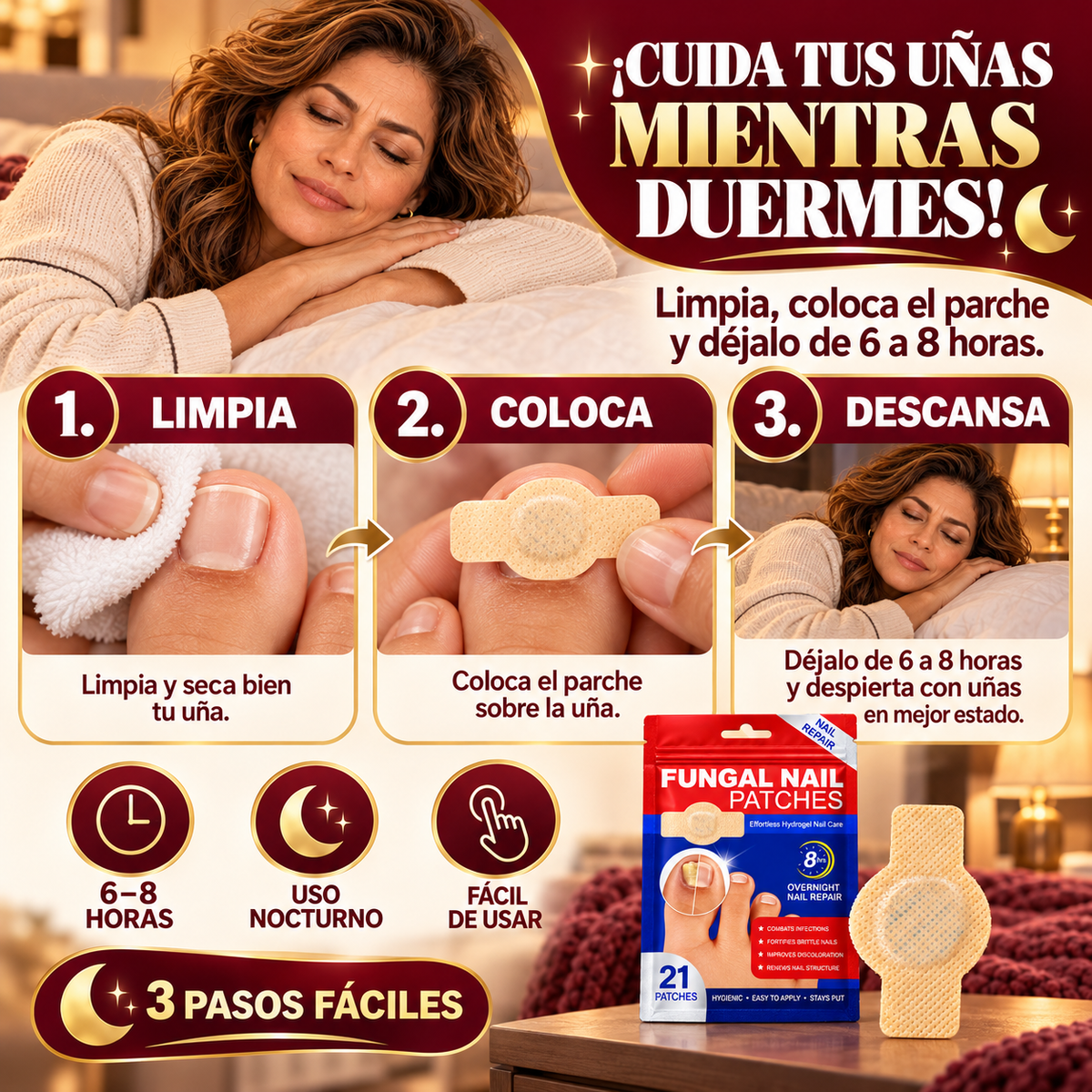 NailVive™ | Parches Nocturnos para la Restauración de Uñas Dañadas