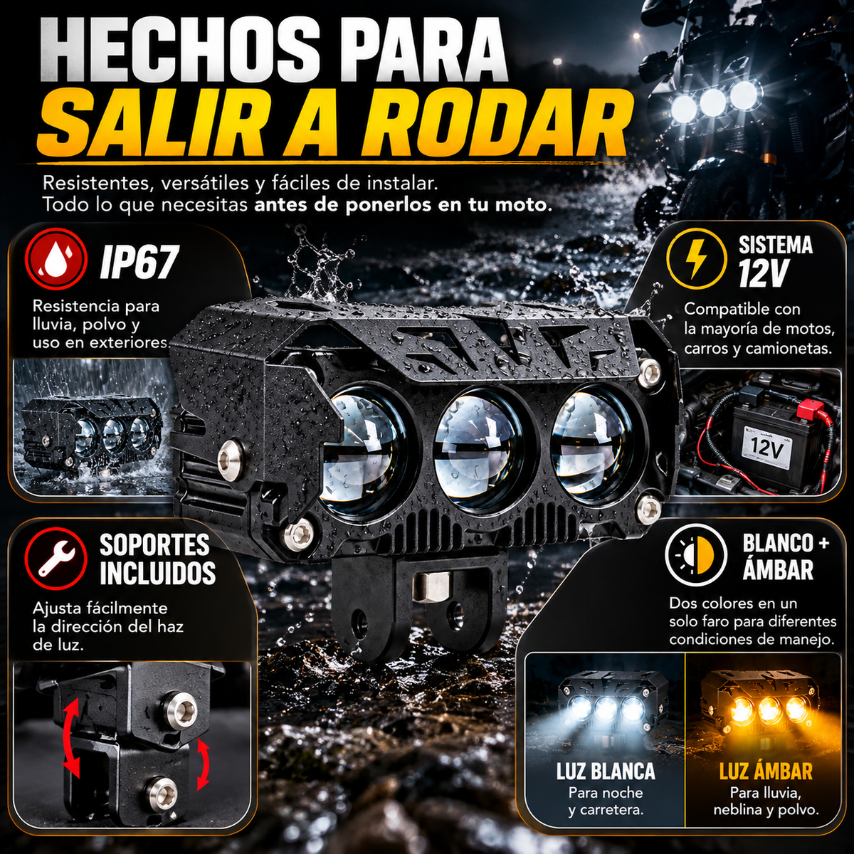 RaptorBeam™ | Faro LED Triple Lente de Alta Potencia