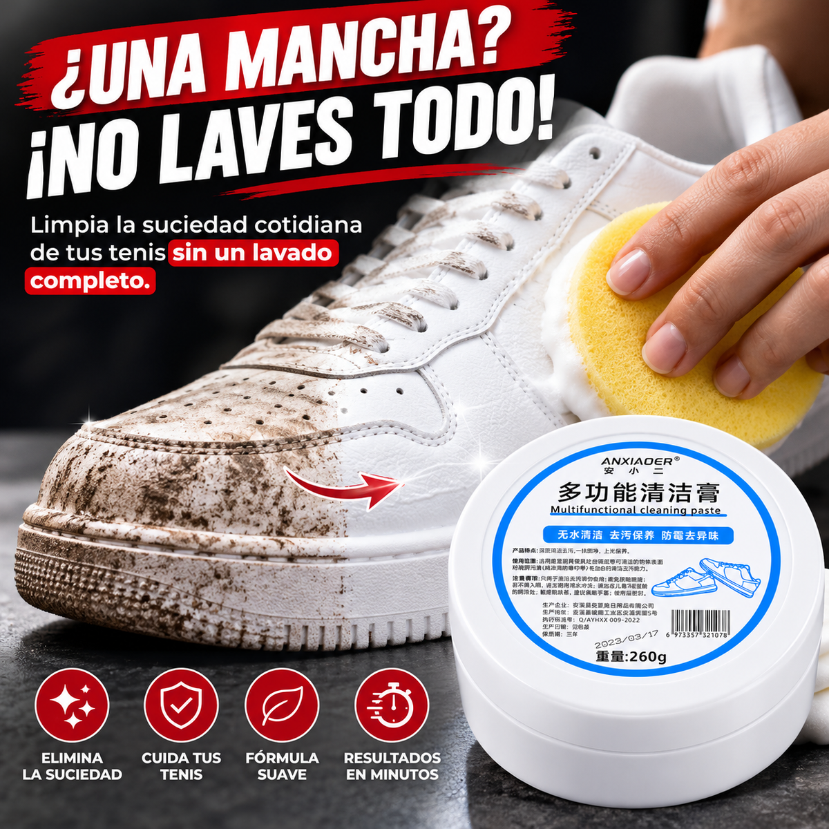 TenisClean™ | Crema Limpiadora de Tenis 260 g
