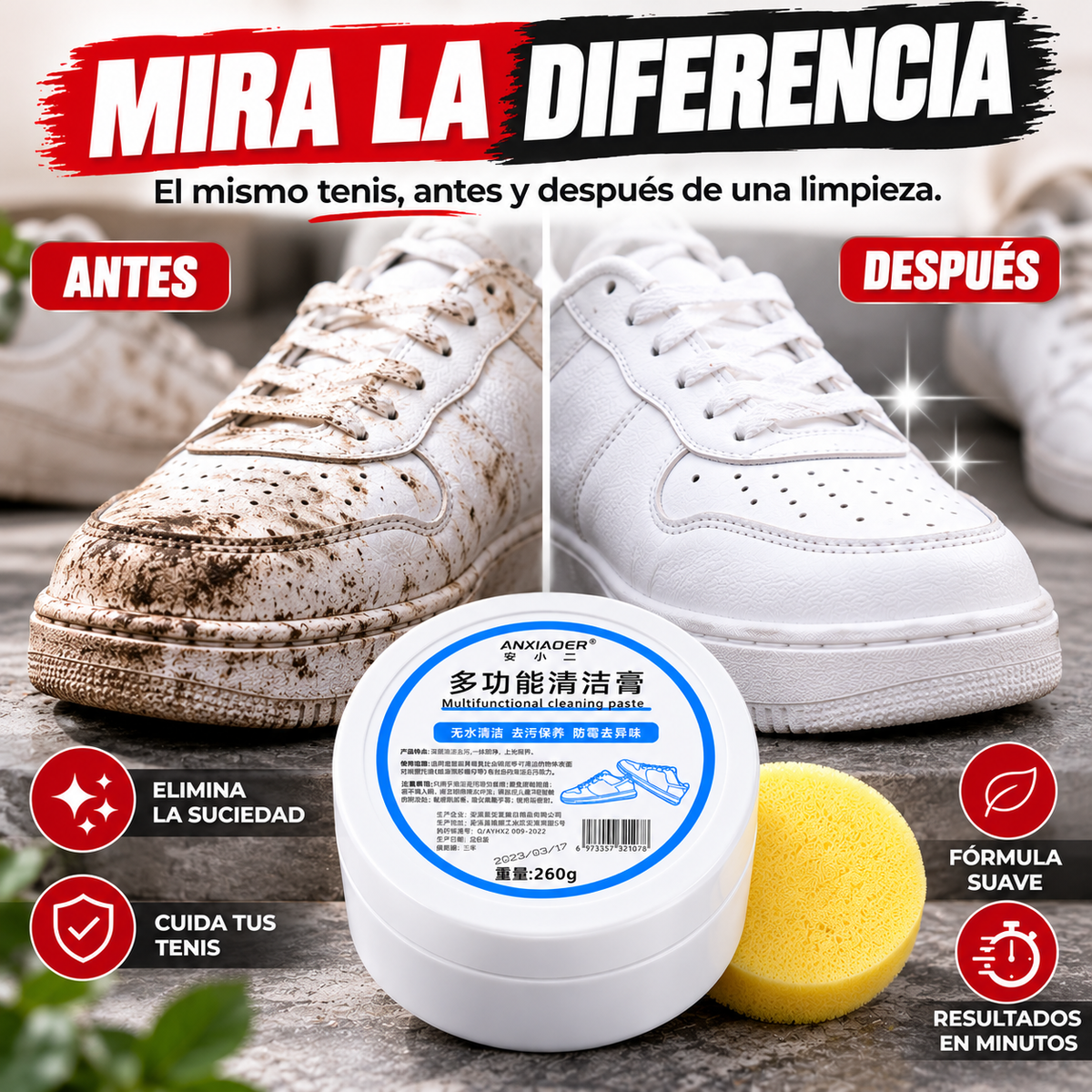 TenisClean™ | Crema Limpiadora de Tenis 260 g