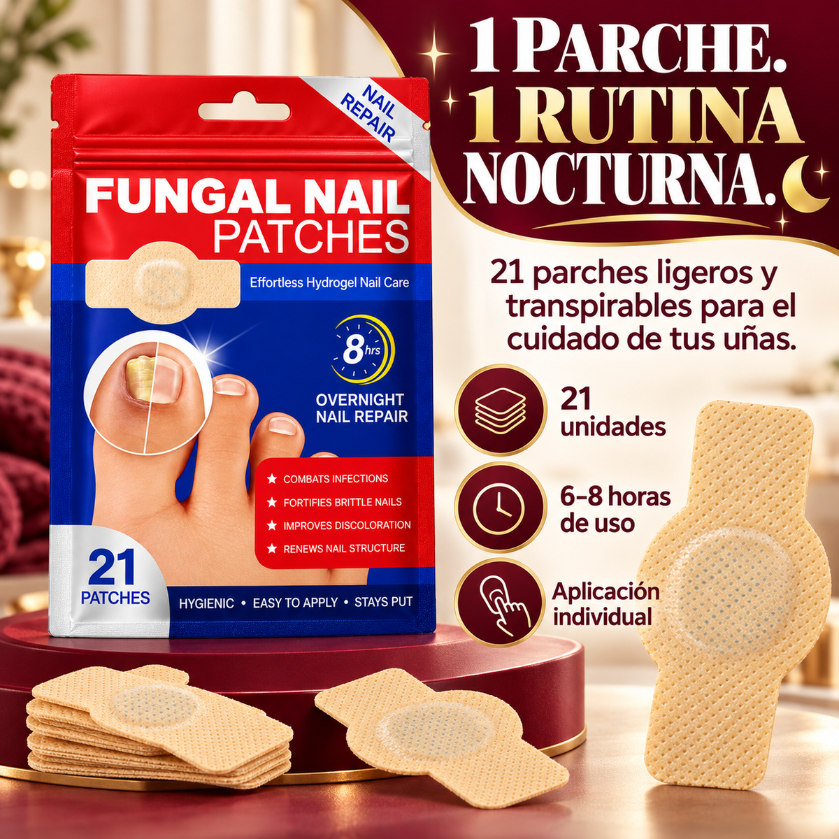 NailVive™ | Parches Nocturnos para la Restauración de Uñas Dañadas