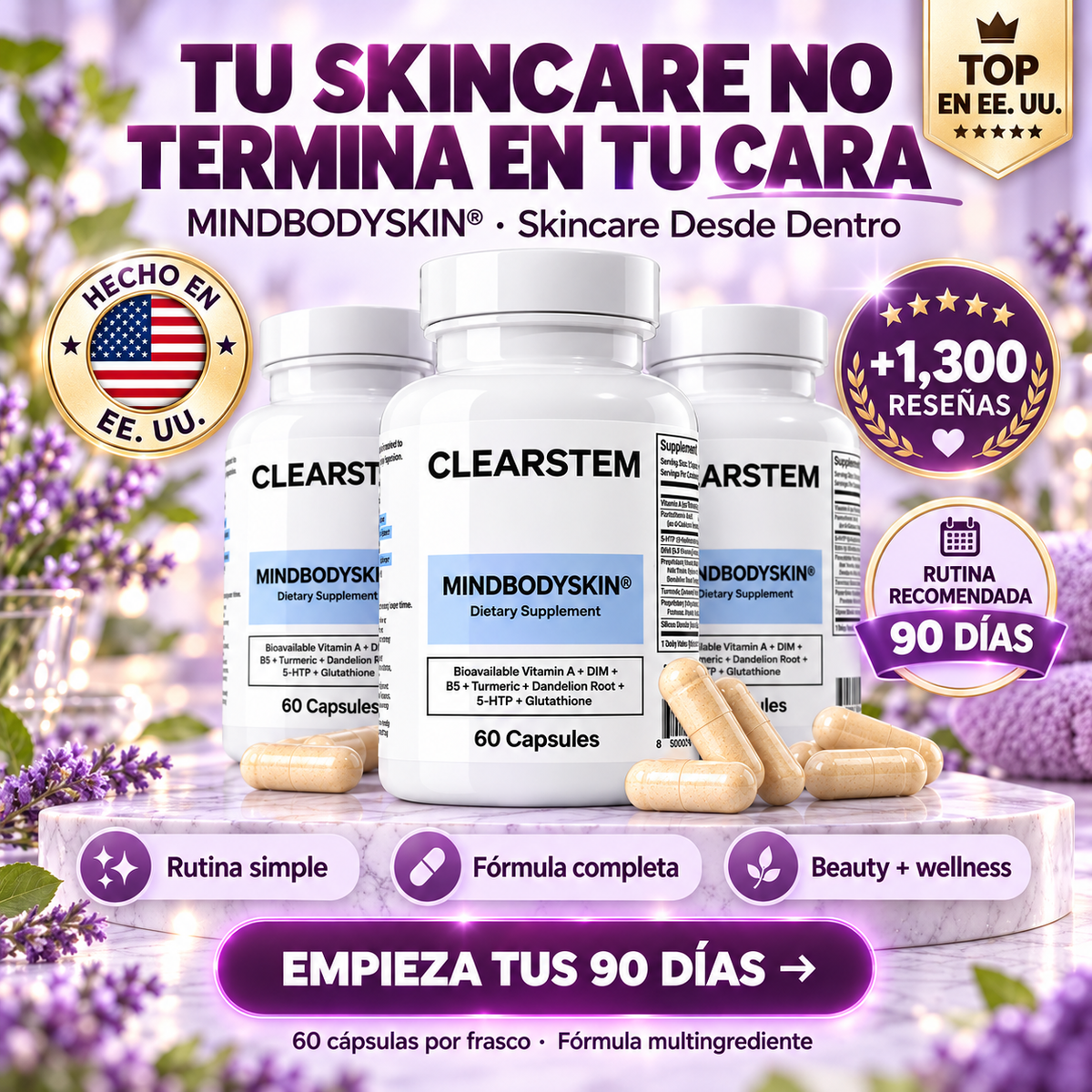CLEARSTEM MINDBODYSKIN® | Rutina Premium de Skincare Desde Dentro
