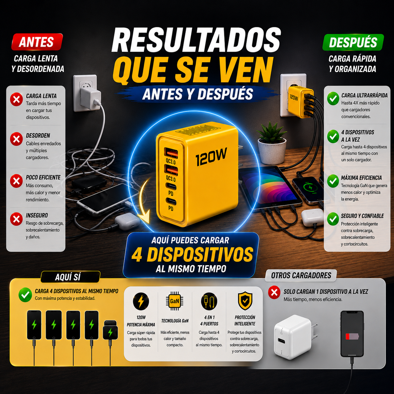 VoltexPro | Cargador Universal 4 en 1